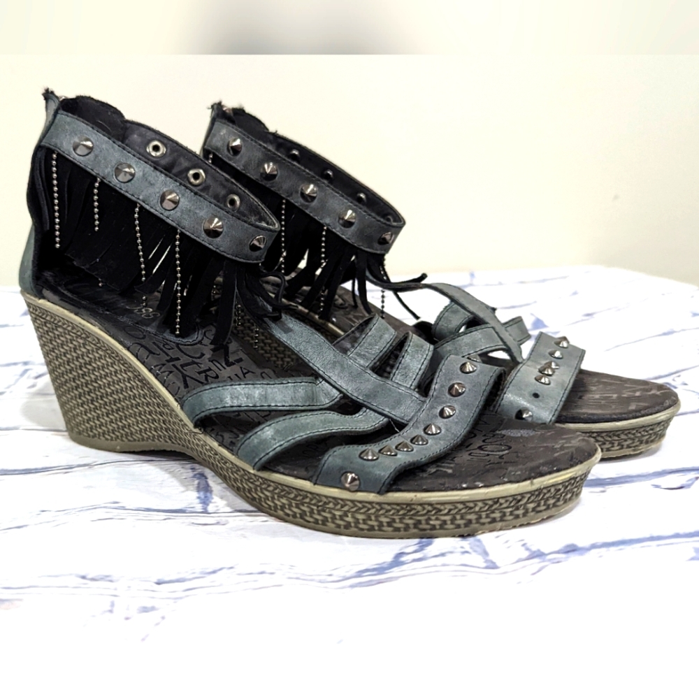 Anne Ross Studded - Fringe Wedge Heel